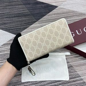 GUCCI グッチ GGエンブレム ジップアラウンドウォレット ベージュ×ホワイト 819122