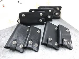 クロムハーツ KEY CASE キーケース クロスボールボタンレザーキーケース ブラック CHY003 002 001# CH057