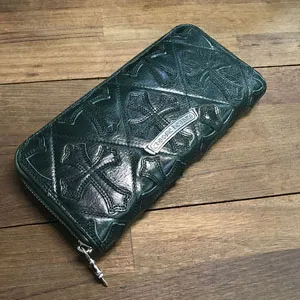 クロムハーツ REC F ZIP/QUILTED マルチカラークロスパッチキルティングレザーウォレット 財布  CHQ009#  CH013