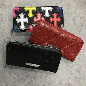 クロムハーツ REC F ZIP/QUILTED マルチカラークロスパッチキルティングレザーウォレット 財布  CHQ009#  CH012