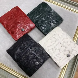 クロムハーツ キャッシングイン セメタリークロス ウォレット 二つ折り 札入れ 財布 コンパクトウォレット レザー  CHQ021#  CH024