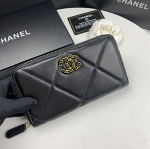 【CHANEL】シャネル 19 ロング ジップ ウォレット ブラック（AP0948）