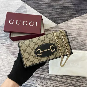 GUCCI グッチ ホースビット 1955 チェーン付き ウォレット ブラック/エボニー 621892