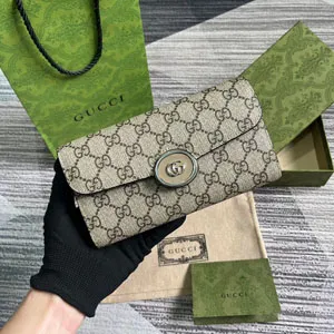 GUCCI グッチ PETITE GG コンチネンタルウォレット ベージュ＆エボニー 762167