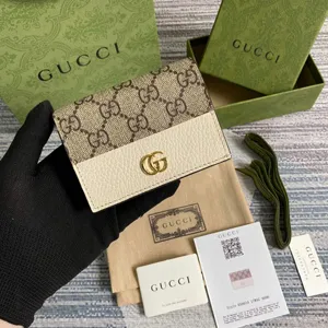 GUCCI グッチ ダブルG ミニウォレット ホワイト＆エボニー ?658610
