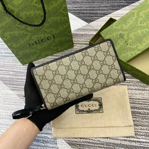 GUCCI グッチ GGエンブレム ジップアラウンドウォレット ベージュ＆ブラック 819122