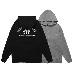 Chrome Hearts Y Not Cemetery Cross Zip-Up Hoodie クロムハーツ ワイノットセメタリー クロス ジップアップ パーカー ブラックとグレー（Chrome Hearts 82）