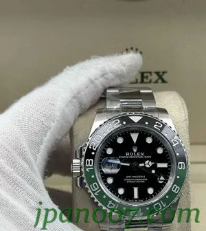 【CLEAN工場出品】ロレックススーパーコピー GMTマスターⅡ　126720vtnr左利き用オイスター　40mmブラックダイアル「スプライト」緑/黒セラミックベゼル　904Lステンレス　クローンCal.3285ムーブメント