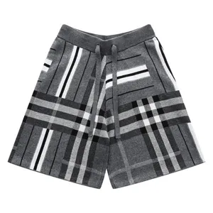 Burberry Check And Stripe Wool Blend Jacquard Shorts バーバリー ウールブレンド ショーツ ハーフパンツ グレー（Burberry 99）