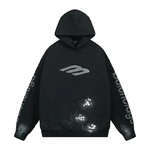Blenciaga 3B Logo Paint Hoodie バレンシアガ 3B ロゴ ペイント パーカー ブラック（Balenciaga 60）