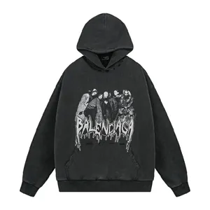 Blenciaga 24FW Metal Heads Paint Hoodie バレンシアガ メタル ヘッド プリント パーカー ブラック（Balenciaga 58）