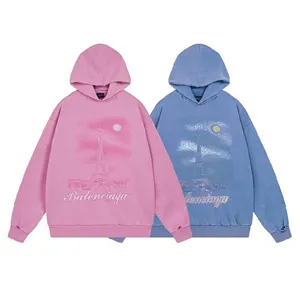 Blenciaga Eiffel Tower Print Hoodie バレンシアガ エッフェル塔 プリント パーカー ブルーとピンク（Balenciaga 70）