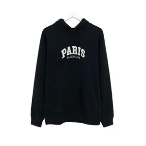 Balenciaga PARIS Embroidery Hoodie Black バレンシアガ パリス 刺繍 パーカー ブラック（Balenciaga 184）