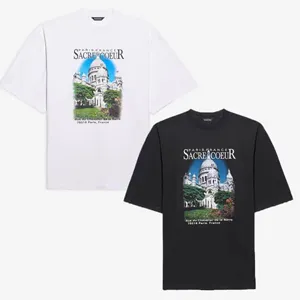Balenciaga Sacrecoeur Notredame Tee バレンシアガ サクレクール ノートルダム プリント Tシャツ ブラックとホワイト 2色（Balenciaga 200）