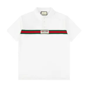 Gucci Chest Stripe Logo Polo Shirt グッチ チェスト ストライプ ロゴ ポロシャツ ホワイト（Gucci 101）