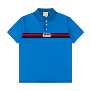 Gucci Chest Stripe Logo Polo Shirt グッチ チェスト ストライプ ロゴ ポロシャツ ブルー（Gucci 100）