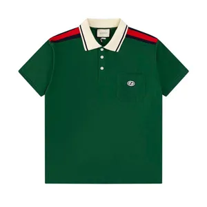 Gucci Shoulder Stripe Red Logo Polo Shirt グッチ ショルダー ストライプ レッド ロゴ ポロシャツ グリーン（Gucci 97）