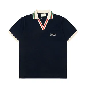 Gucci Stripe V Neck Polo Shirt グッチ ストライプ Vネック ポロシャツ ブラック（Gucci 96）