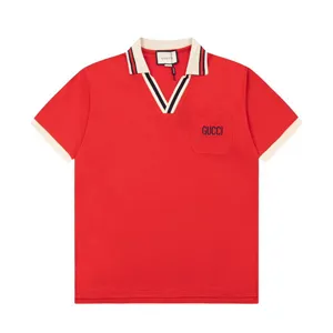 Gucci Stripe V Neck Polo Shirt グッチ ストライプ Vネック ポロシャツ レッド（Gucci 93）