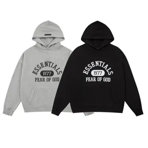 Fear of God Essentials 1977 Sweat Parker フィアオブゴッド エッセンシャルズ 1977 スウェット パーカー ブラックとグレー（Fear of God 24）
