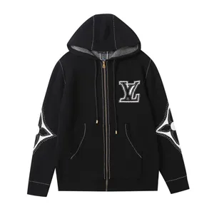 Louis Vuitton Graphic Intarsia Zip Cotton Hoodie ルイヴィトン グラフィックインターシャジップコットンフーディ ブラック（Louis Vuitton 29）