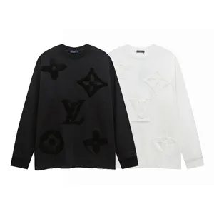 Louis Vuitton Embroidered Cotton Jersey Crew Neck L/S Tee ルイヴィトン エンブロイダードコットンジャージークルーネック ロンＴ ブラックとホワイト 2色（Louis Vuitton 27）