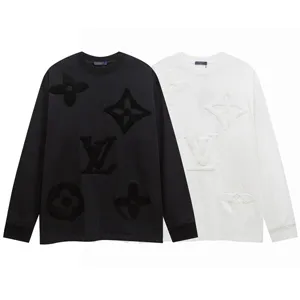 Louis Vuitton Embroidery Cotton Jersey Crew Neck L/S Tee ルイヴィトン エンブロイダリー コットン ジャージ L/S Tシャツ ブラックとホワイト（Louis Vuitton 16）?