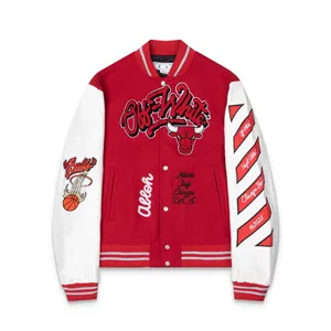 Off-White Virgil Abloh x NBA Chicago Bulls Wool Varsity Bomber Jacket オフホワイト ヴァージルアブロー x シカゴ ブルズ バーシティ ボンバージャケット（Off-White 14）