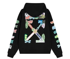 Off-White 22FW Graphic-print Hoodie オフホワイト グラフィックプリント パーカー ブラック（Off-White 79）