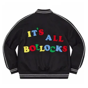 Supreme Jamie Reid/Supreme It’s All Bollocks Varsity Jacket シュプリーム ジェイミー リード シュプリーム イッツ オール ボロックス バーシティ ジャケット ブラックとグリーン 2色（Supreme 107）