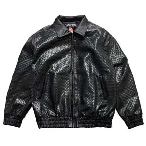 Supreme 23FW Woven Leather Varsity Jacket シュプリーム 23FW ウーブン レザー バーシティ ジャケット ブラック（Supreme 154）