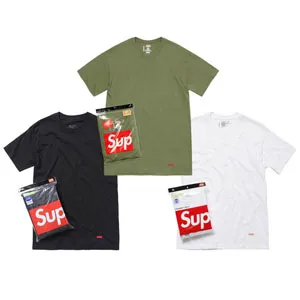 Supreme Hanes Tagless Small Logo Pack Tee シュプリーム ヘインズ パックT 3色（Supreme 87）