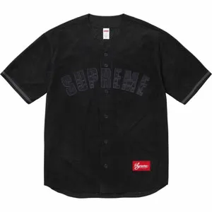 Supreme 24SS Ultrasuede Mesh Baseball Jersey Shirt シュプリーム 24SS ウルトラスエード メッシュ ベースボール ジャージ シャツ ブラック（Supreme 125）
