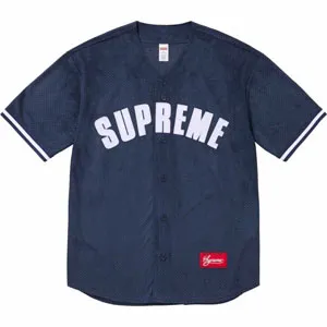 Supreme 24SS Ultrasuede Mesh Baseball Jersey Shirt シュプリーム 24SS ウルトラスエード メッシュ ベースボール ジャージ シャツ ネイビー（Supreme 124）