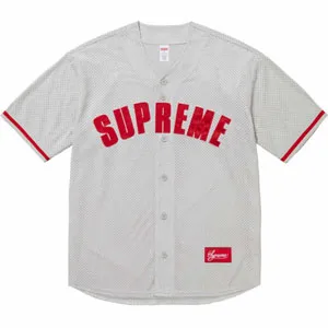 Supreme 24SS Ultrasuede Mesh Baseball Jersey Shirt シュプリーム 24SS ウルトラスエード メッシュ ベースボール ジャージ シャツ グレー（Supreme 123）