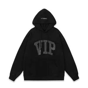 Vetements VIP Line Stone Hoodie ヴェトモン VIP ラインストーン パーカー ブラック（Vetements 47）
