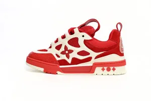 Louis Vuitton Leather Lace Up Fashionable Board Shoes Red ルイヴィトン レザー レース アップ ファッショナブル ボード シューズ レッド（Louis Vuitton 55）