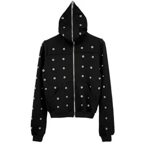Rick Owens DRKSHDW Studded Gimp Hoodie Black リックオウエンス ダークシャドウ スタッズ パーカー ブラック（Rick Owens 37）