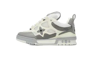 Louis Vuitton Leather Lace Up Fashionable Board Shoes White Gray ルイヴィトン レザー レース アップ ファッショナブル ボード シューズ ホワイト グレー（Louis Vuitton 13）