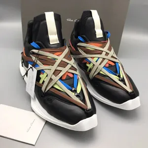 Rick Owens Mega Laced Runner Sneaker Black/White リックオウエンス メガレース レザー スニーカー ブラック ホワイト（Rick Owens 7）