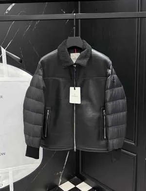 モンクレール ジュモー メンズ ブラックレザーダウンジャケット トレンド感あふれる男性にマストハブ(J10911A00115549SK999)