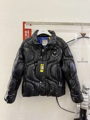 Moncler x Palm Angels ハウナニ ブラックxブルー コントラストカラー クロップドダウンジャケット とても暖かい(J209L1A00015M4441913)