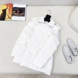 バーバリー ウィメンズ ホワイト クラシック ダブルブレスト ラペル ミディ ダウンジャケット（Burberry56）