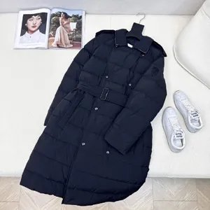 バーバリー レディース ブラック クラシック ダブルブレスト ラペル ミディ ダウンジャケット（Burberry55）