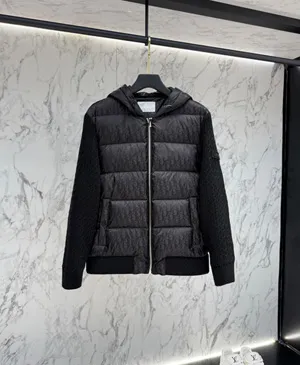 ディオール ブラック カップルズ ニットパネル ダウン フーデッド パファージャケット（Dior0029）