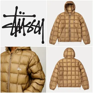 STUSSY MIDWEIGHT HOODED PUFFER KHAKI ステューシー ミッドウェイト フード付きパファー カーキ ユニセックス（HJ5D0160）