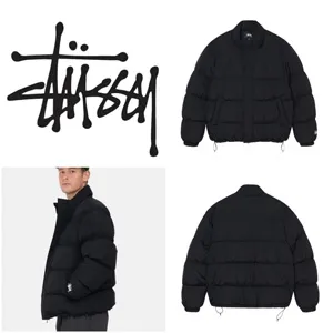 STUSSY RIPSTOP DOWN PUFFER JACKET  BLACK ステューシー リップストップ ダウン パファージャケット ブラック ユニセックス（115711）