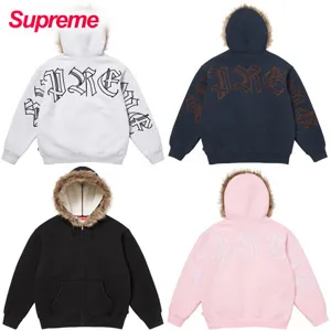 シュプリーム フェイクファー ジップアップ フード付きスウェットシャツ  4色（Supreme0002?）