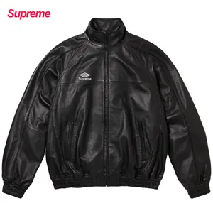シュプリーム x アンブロ ラムスキンレザー トラックジャケット ブラック（Supreme0008）