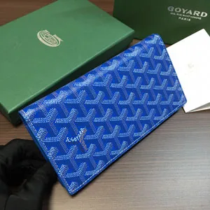 ゴヤール リシュリュー ブルー カーフスキンフラップロングウォレット（Goyard036）